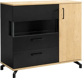Komoda Madison MD11 z szufladą 90 cm - czarny / dąb biszkoptowy