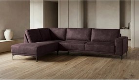 Brązowy narożnik z imitacji skóry (lewostronny) Copenhagen – Scandic