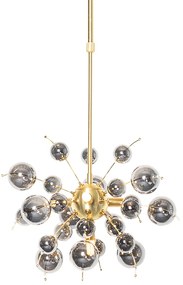 Designerska lampa wisząca mosiądz z dymionym szkłem 4-światła - ExplodeDesignerski Oswietlenie wewnetrzne