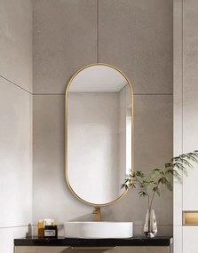 Lustro owalne 100x50cm złota rama złoto szczotkowane