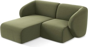 Zielony aksamitny narożnik (lewostronny/z szezlongiem) Lani – Makamii