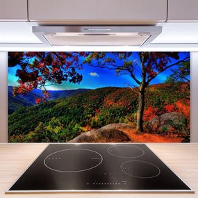 Panel Kuchenny Szczyty Gór W Gęstym Lesie