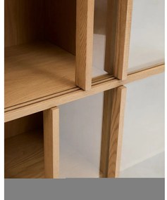 Witryna w dekorze dębu z drzwiami przesuwnymi w naturalnym kolorze 100x174x40 cm Helvine – Kave Home