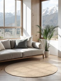 Dywan naturalny jutowy ręcznie tkany Boucle kremowy 160 cm x 160 cm koło