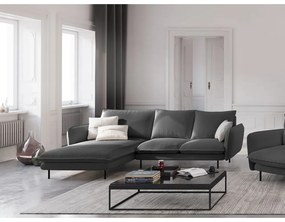 Ciemnoszara sofa narożna Cosmopolitan Design Vienna, lewostronna