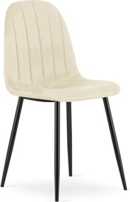 Jasnobeżowe tapicerowane krzesło na czarnych nogach W8-G02