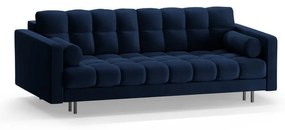 Ciemnoniebieska aksamitna rozkładana sofa ze schowkiem 222 cm Bali – Cosmopolitan Design