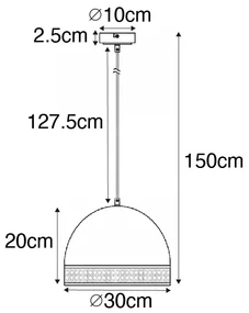 Orientalna lampa wisząca czarna z rattanem 30 cm - Magna RattanKolonialny Oswietlenie wewnetrzne