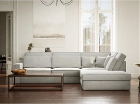 Jasnoszary narożnik z tkaniny szenilowej (prawostronny/w kształcie litery L) Kirou – Maison de Rêve