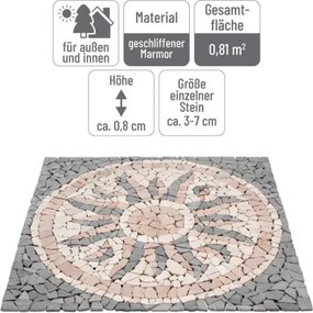 Mozaika marmurowa Rosone Sonne 90x90 cm szara kremowa różowa