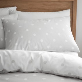 Biało-szara flanelowa pościel dwuosobowa 230x220 cm Polka Dot – Catherine Lansfield