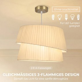 HOMCOM Elegancka lampa wisząca z podwójnym kloszem, regulowana wysokość, do salonu, biały | Aosom PL