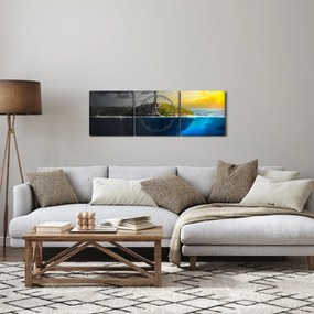 Obraz przedstawiający dwie strony (z zegarem) (90x30 cm)