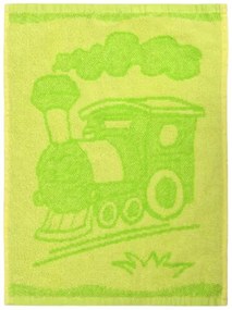 Ręcznik dziecięcy Train green, 30 x 50 cm