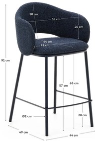Ciemnoniebieski hoker (wysokość siedziska 65 cm) Maina – Kave Home