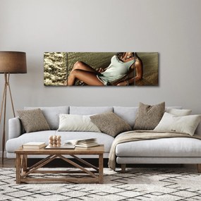 Obraz kobiety na plaży (170x50 cm)