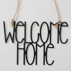 Tabliczka metalowa Welcome Home, czarna, 26,5 x 18 cm