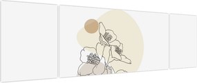 Obraz - Beżowe kwiaty z motylem N⁰4 (170x50 cm)