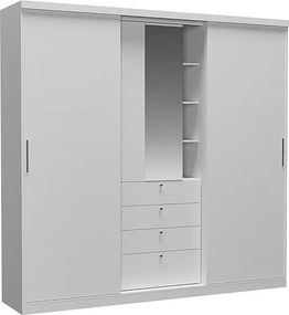Szafa 2 drzwi przesuwne - Lustra i szuflady - Dł. 240 cm - Kolor biały - BODIL