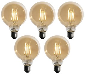 Zestaw 5 żarówek LED E27 G95 4W 450 lm 2700K, 3-stopniowo ściemnialnych, złote