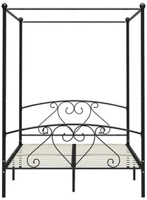 Czarne Metalowe Łóżko Z Baldachimem 200X200 Cm F5-E94