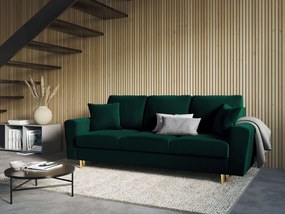 Sofa MOGHAN aksamit welur ciemna zieleń z funkcją spania