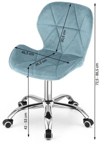Zestaw do biura – składany stół ZARIMO 80×40 cm biały + krzesło biurowe AVOLA VELVET jasnoniebieskie