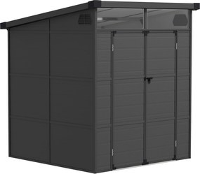 Outsunny 1,9 x 1,9 m Szopa Ogrodowa, Szopa na Narzędzia z Tworzywa Sztucznego, Drzwi Zamykane, 2 Otwory Wentylacyjne, Ciemnoszary