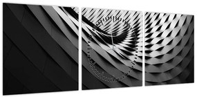 Abstrakcyjny obraz - czarno - biała spirala (z zegarem) (90x30 cm)