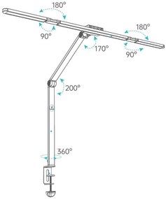Lampa LED na biurko CLARIO, zacisk, pilot zdalnego sterowania