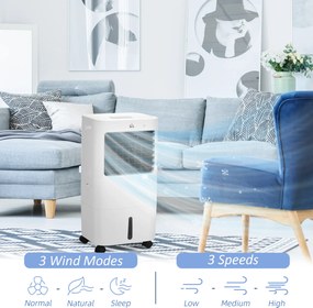 Klimatyzator HOMCOM, Chłodziarka, 3 Tryby, Funkcja Timera, na Kółkach, Plastik, Biały