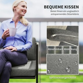 Komplet wypoczynkowy z Polyrattanu Outsunny: sofa + fotele + stolik z poduszkami, odporny na warunki atmosferyczne, 116 x 60 x 69 cm, Brązowy+Ciemnoszary