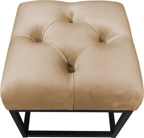 Pufa CHESTERFIELD tkanina Welur loft ławka podnóżek metal : Kolor Stelaża - Czarny , Kolor tkaniny - VELVET - MG06, Typ tkaniny - Velvet