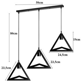 Lampa sufitowa metalowa loft trójkątna wisząca AT39-3SZ-Black