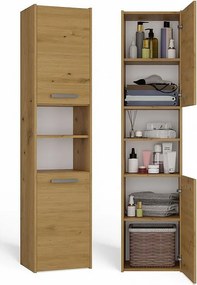 Szafka Łazienkowa Sara S40 | Dąb Artisan | 40x30x170 cm | Słupek Łazienkowy, Półki