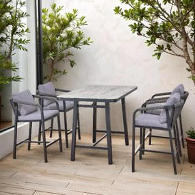 Zestaw mebli ogrodowych (4 hokery +wysoki stół ) BREZZA szary