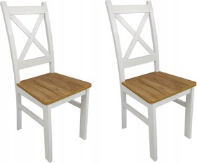 2x Krzesło drewniane Krzyżak Biały dąb craft LOFT białe nogi