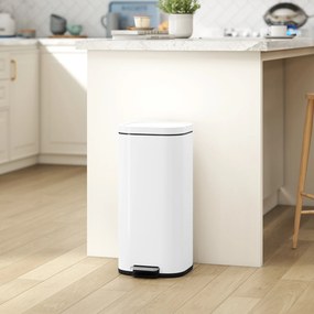 HOMCOM 30 L kosz na śmieci kuchenny na pedał z pokrywą, funkcja Soft-Close i utrzymania otwartej pozycji do kuchni, domu | Aosom PL