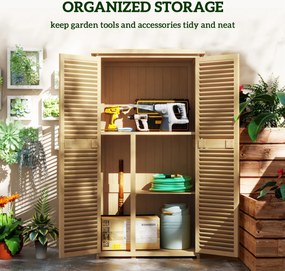 Outsunny Szafka Ogrodowa Wodoodporna, 2 Drzwi z Zamkiem, Drewno Sosnowe, 87D x 46,5S x 160W cm, Jasnożółty