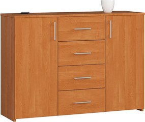 Komoda AKORD K45 Olcha 110 cm 2 drzwi 4 szuflady kolor Olcha mat 4 półki 110x35x80 cm