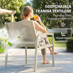Outsunny Zestaw mebli ogrodowych metalowy, odporny na warunki atmosferyczne, sofa 2-osobowa, 2 fotele, stolik, zielony | Aosom PL