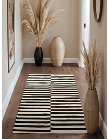 Czarno-biały wełniany chodnik dwustronny tkany ręcznie 80x200 cm Donna – Hanse Home
