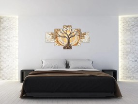 Obraz – Złote drzewo życia w mozaice (125x70 cm)