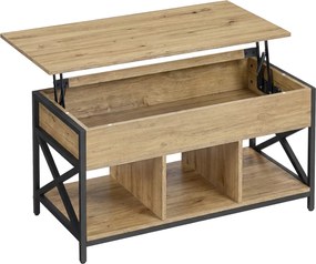 Stolik kawowy 100x50 cm z podnoszonym blatem i schowkiem Faro 02, dąb artisan