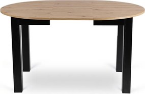 Zestaw Stół Okrągły Rozkładany HARRY 102-142 cm Dąb Artisan/Czarny i 6 Krzeseł Tapicerowanych PERU Beżowych Nowoczesnych
