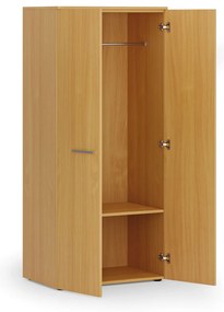 Szafa ubraniowa biurowa PRIMO WOOD, 1 półka, drążek do szafy, 800 x 500 x 1781 mm, buk