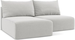 Jasnoszary aksamitny rozkładany/ze schowkiem narożnik (lewostronny/z szezlongiem) Kalena – Makamii