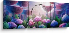 Obraz - Grzyby w pełni księżyca, grafika (z zegarem) (90x30 cm)