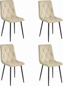 Krzesło do jadalni Valora TYRA w kolorze jasnobeżowym, z aksamitnymi, czarnymi nogami x4
