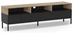 Czarna szafka pod TV w dekorze dębu 180x55 cm Marion – Marckeric